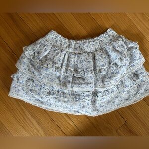 Girls loveshackfancy Floral Ruffle Skirt - Blue white 10y